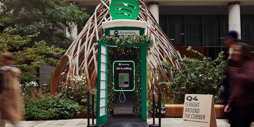 Spotify branded telephone box 