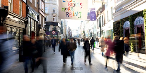 The 'Less Buying More Being' ad from Purpose Disruptors' anti-overconsumption Black Friday campaign