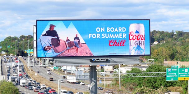 Coors Light OOH ad with the writing 'on board for summer chill'