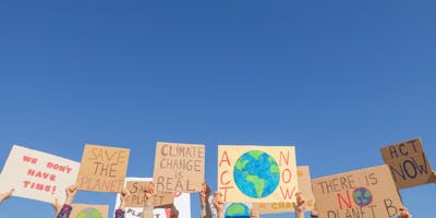 people with posters protesting against climate change