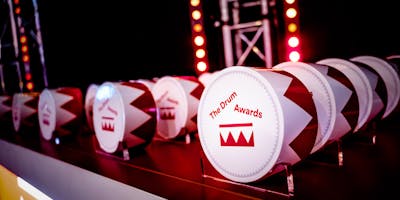 The Drum Awards trophies all lined up