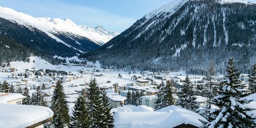 A snowy bird's eye view of Davos, Switzerland