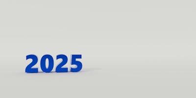 '2025' in blue gainst a white background