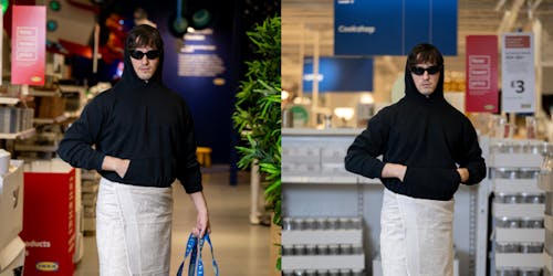 Ikea model wearing a towel 