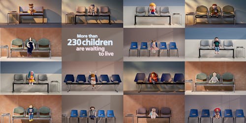 A collection of animated images of children in doctors waiting rooms 