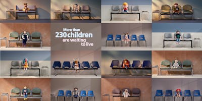 A collection of animated images of children in doctors waiting rooms 