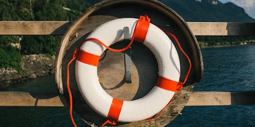 A life ring at a waterfront location