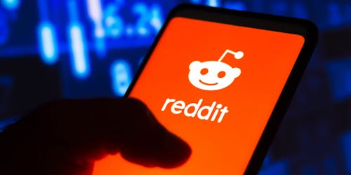 Reddit logo on screen