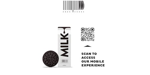 Artwork from the OREOCodes campaign which draws similarity in appearance between Oreos and a barcode