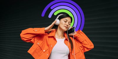 Woman with headphones on 