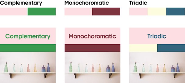 Pearlescence (#FDDFE3)'s complementary, monochoromatic, triadic colours